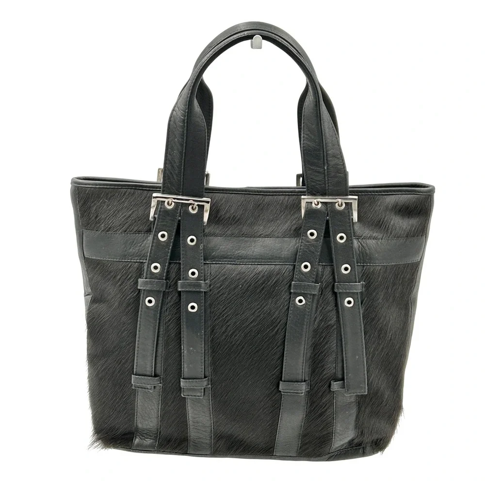 American Angel Hair-On-Hide Tote Bag Women Black Leather‎ Cowhide Western Glam